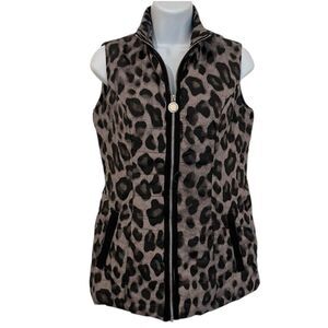 Dennis Basso Women’s Animal Print Vest Black Gray XXS